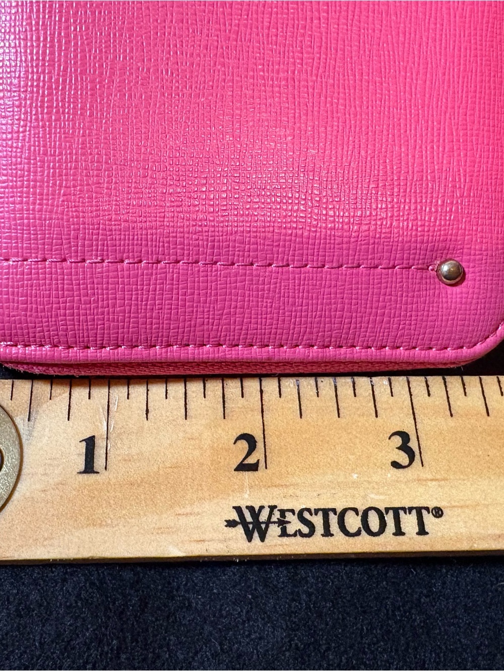 & chouette by Samantha Thavasa Pink Saffiano Leather Bow Zip-Around Long Wallet - Picture 11 of 12